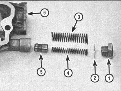 1 - Заглушка; 2 - Шайба; 3 - Наружная пружина; 4…