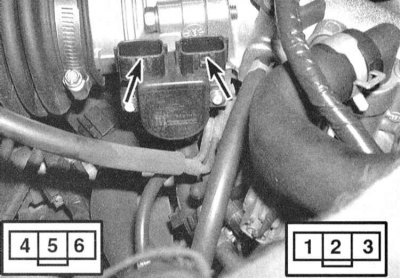 2. Для проверки исправности функционирования TPS подсоедините омметр к клеммам № 2 и № 3 датчика.…