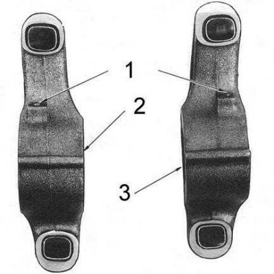 1 - масляные отверстия; 2 - цилиндры 1, 2 и 3; 3…