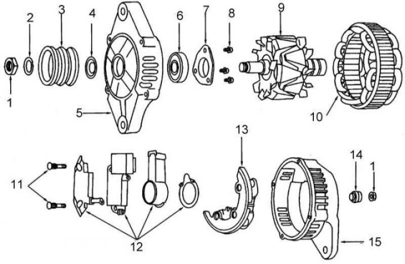1 - гайка; 2 - шайба; 3 - шкив; 4 - щиток; 5 -…