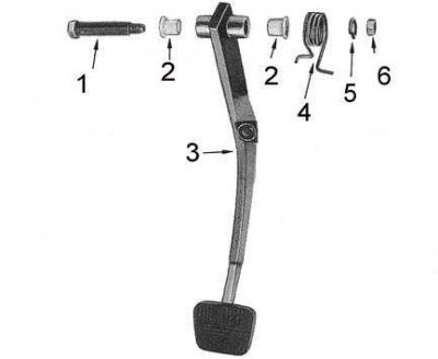 1 - болт; 2 - втулка; 3 - педаль; 4 - пружина; 5…