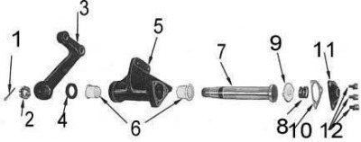 1 - шплинт; 2 - гайка; 3 - маятниковый рычаг; 4 -…