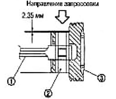 Запрессовыеайте поршневой палец (2) со стороны…