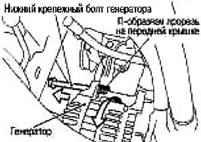 9. Снимите генератор в сборе с двигателя.