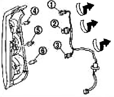 3. Выньте лампочку (4), (5), (6).