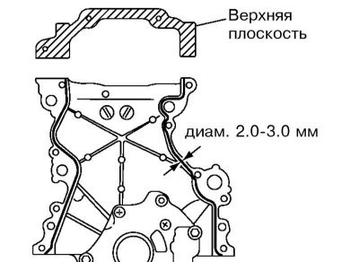 9. Нанесите герметик на заднюю часть передней…