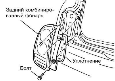 1. Откройте дверь задка и выверните болты…
