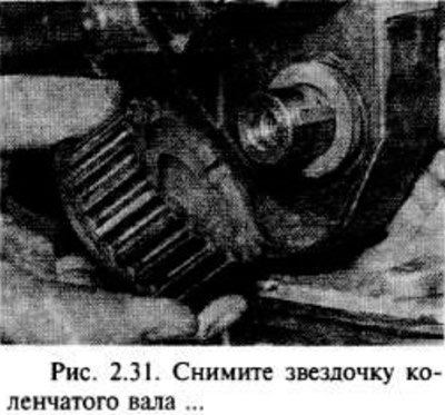 Снимите звездочку с коленвала с помощью…