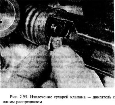Извлеките два клапанных сухаря, затем осторожно…