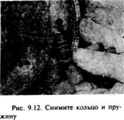 Снимите опорные пальцы тормозной колодки, пружины…