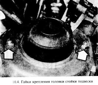 Работая в моторном отделении, отверните две гайки…