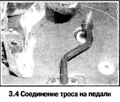 4. Отсоедините трос от педали, потянув за…