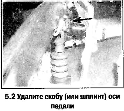 2. Расшплинтуйте и отсоедините педаль сцепления…