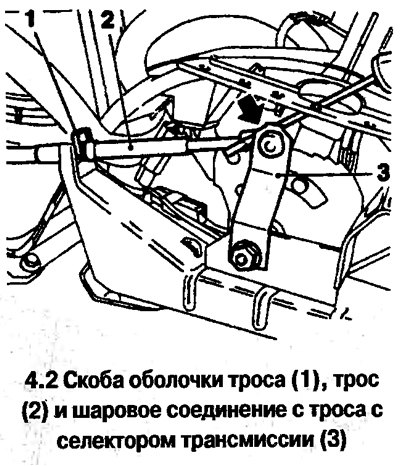 2. Подденьте и отсоедините наконечник троса от…