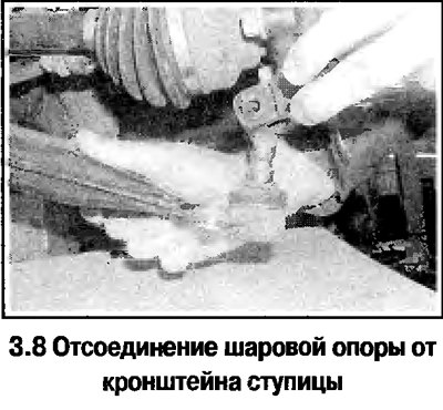 8. Выведите шаровую опору из кронштейна ступицы,…