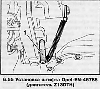 55. Вставьте в специальное отверстие на РКПП…