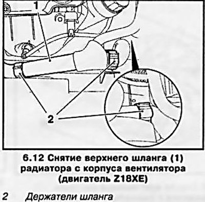 12. Снимите верхний шланг радиатора с корпуса…