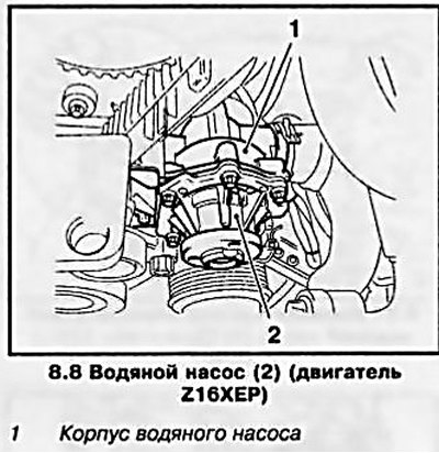 8. Выверните 5 крепежных болтов и снимите водяной…