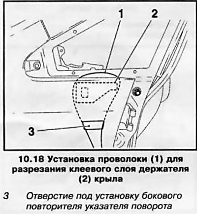 18. Разрежьте клеевой слой между держателем крыла…