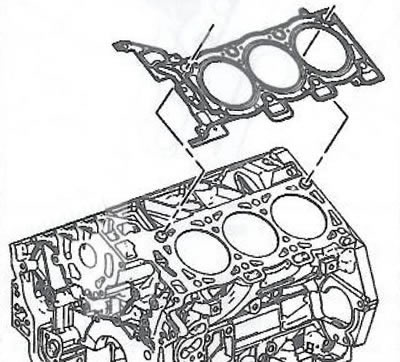 2. Установить новую прокладку головки блока цилиндров.