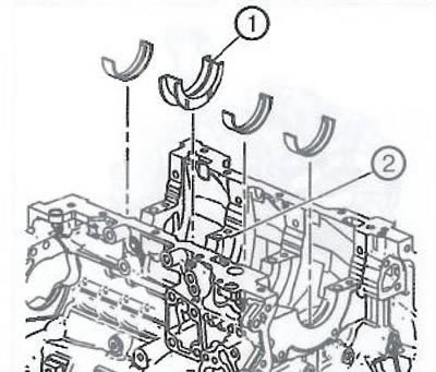 2. Извлечь верхние вкладыши коренных подшипников коленчатого вала из блока цилиндров. Обратить…