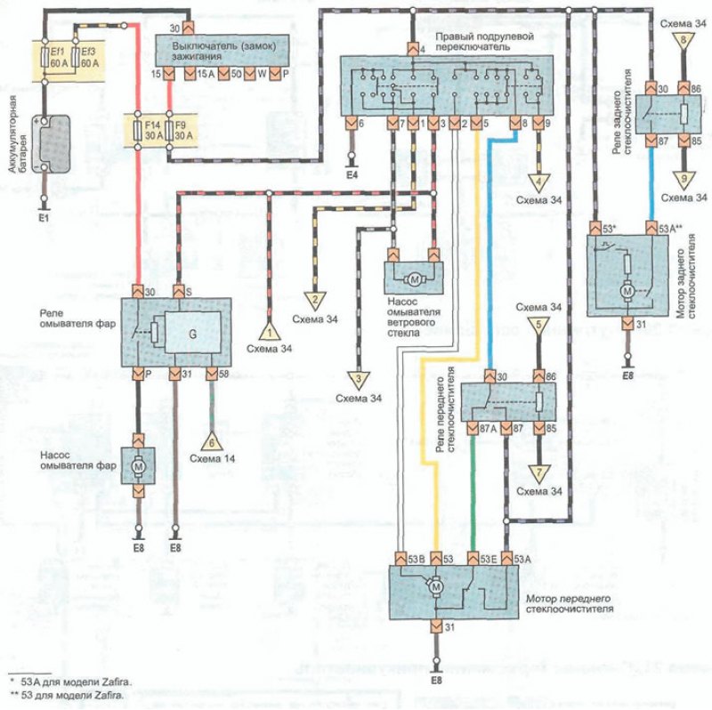 Схема электропроводки опель зафира