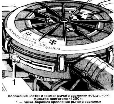 при температуре свыше +10°С установить рычаг…