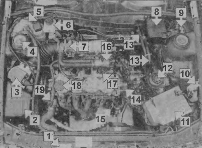Вид моторного отделения модель 2.0 SRi 1989 года…