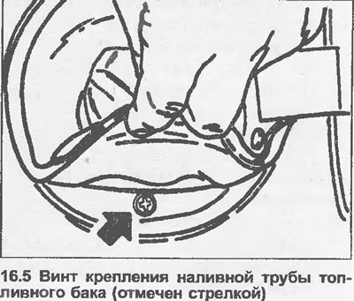 5. Откройте крышку нативной горловины топливного…