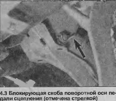 3. Снимите блокирующую скобу с правого конца…
