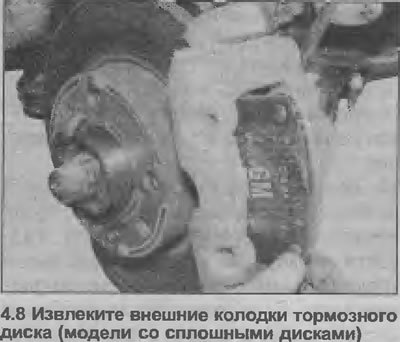 8. Слегка отведите колодки от диска, затем с…