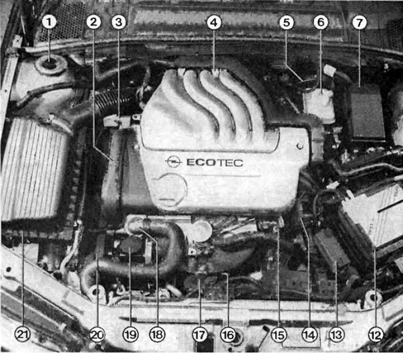 В двигательном отсеке Vectra с…