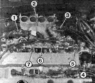 Здесь цифрами обозначены узлы системы впрыска…