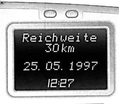 Индикация переключается на функцию «Reichweite»…