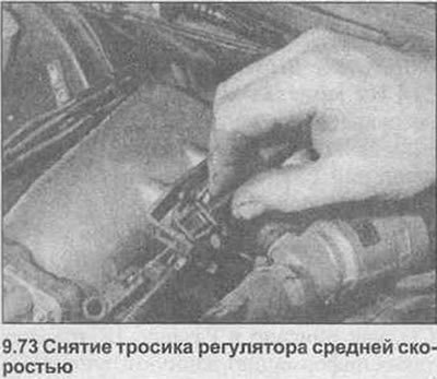 73. Выпустите крепежную скобу кожуха тросика из…