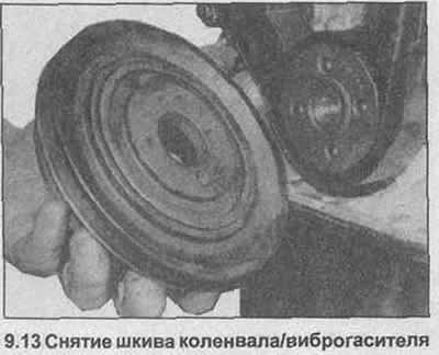 13. Открутите шкив коленвала/виброгаситель от…