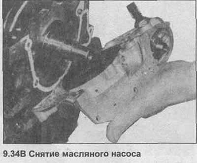 34. Открутите масляный насос, снимите прокладку…