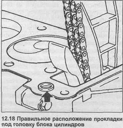 18. Расположите новую прокладку головки блока…