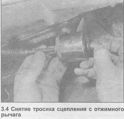 4. Достаньте конец тросика из отжимного рычага,…