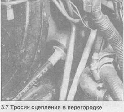 7. Достаньте тросик сцепления из перегородки,…