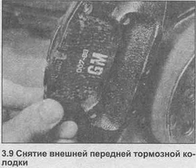 9. Извлеките тормозные колодки из суппорта…
