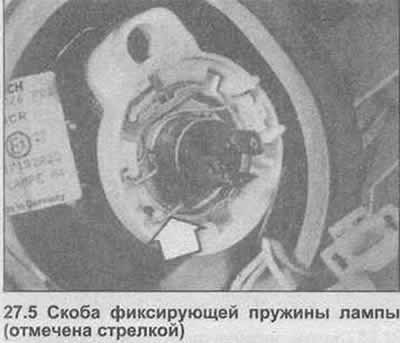 5. Сожмите вместе концы пружинной скобы и…