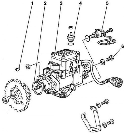 1. Сегментная шпонка; 2. Сальник; 3. ТНВД; 4.…