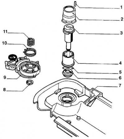 1. Штифт; 2. Кожух; 3. Барабан замка; 4. Втулка;…