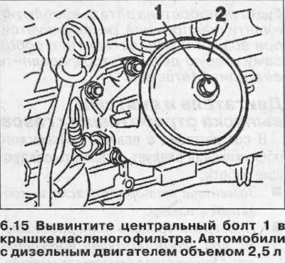 16. Извлеките из корпуса фильтра сменный фильтрующий элемент и соберите вытекшее масло ветошью.