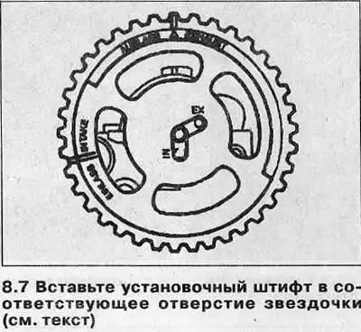 8. Вставьте установочный штифт распредвала в…