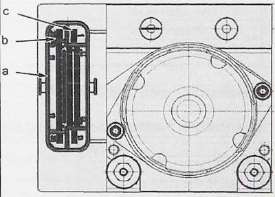 Разъем ЭБУ ABS / ESP: а - разъем, 38 - контактный…