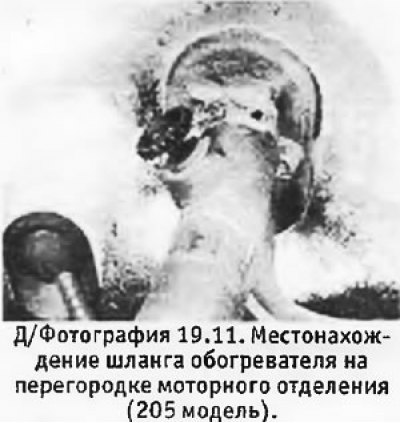 11. Отсоединить шланги обогревателя у перегородки…