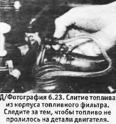 Внимание: если топливо из корпуса фильтра…