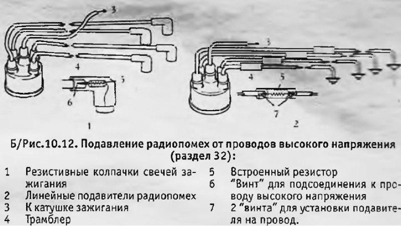 Для подавления радиопомех от свечей можно…